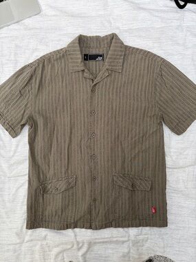 Lost Enterprises Green Linen Blend Camp Shirt size L